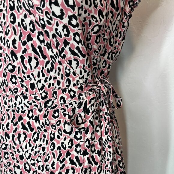 NWT J.Crew Pink leopard printed True wrap midi dress Size XS career workwear - Picture 5 of 10